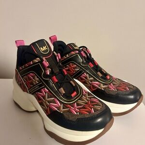Michael Kors Women's Sneakers with Pink and Brown Accents W8.5